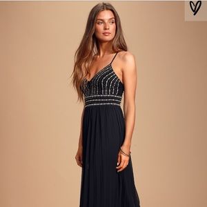 Lulus glamorous gala black embroidered maxi dress